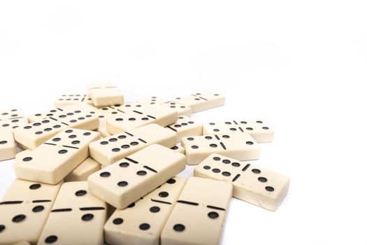 game dominoes rectangular bottom plastic range of the white background in studio