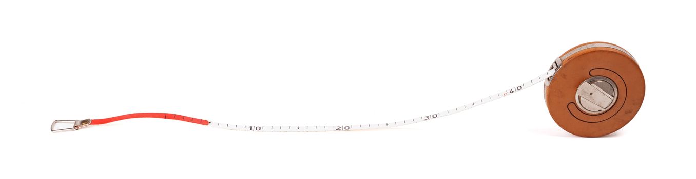 Vintage measuring tape isolated on a white background