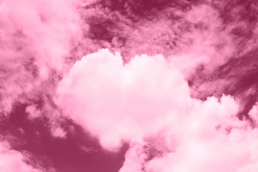 Heart shaped clouds in the pink sky, Valentine Background Pink Soft color themes sweet shaped clouds of Heart