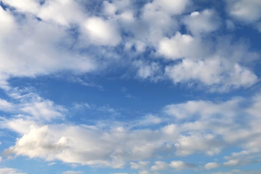 Beautiful blue sky with clouds for background and bright lighting clear on Summer