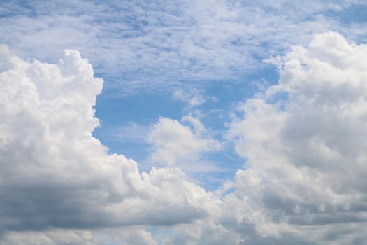 Beautiful blue sky with clouds for background and bright lighting clear on Summer