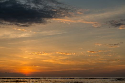 View at Bali island from Gili Trawangan at sunset