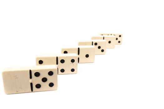 game dominoes rectangular bottom plastic range of the white background in studio