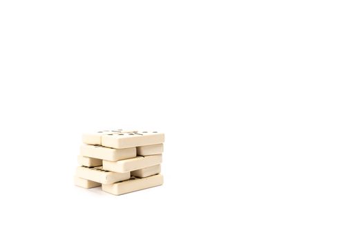 game dominoes rectangular bottom plastic range of the white background in studio