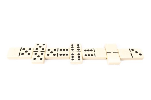 game dominoes rectangular bottom plastic range of the white background in studio