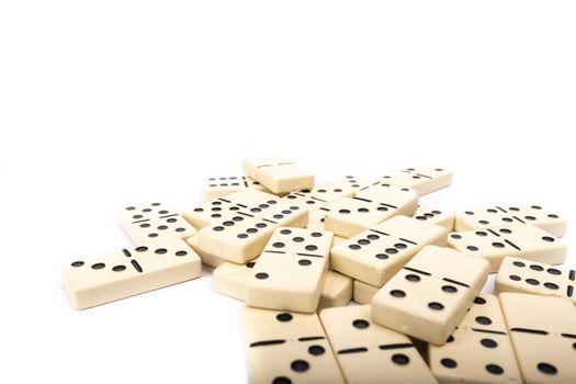 game dominoes rectangular bottom plastic range of the white background in studio