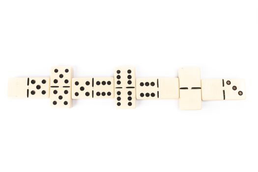 game dominoes rectangular bottom plastic range of the white background in studio