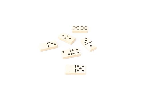 game dominoes rectangular bottom plastic range of the white background in studio