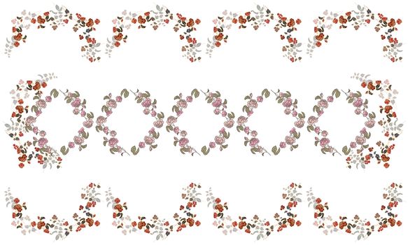 digital textile design of natural flowers and leaves