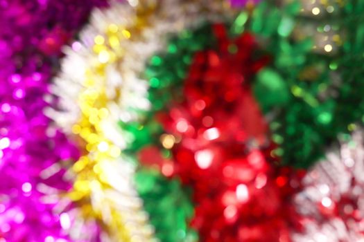 blurred picture red green and purple bokeh colorful glittering for merry christmas and happy new year festival background design
