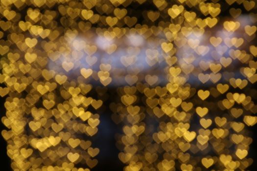 Yellow gold heart-shaped hanging valentine background Colorful lighting bokeh white for decoration night backdrop wallpaper blurred valentine, Love Pictures lighting heart shaped soft night abstract