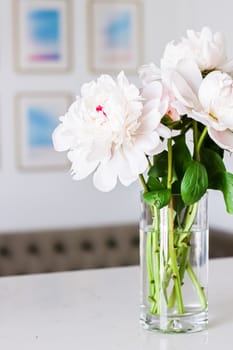 Chic bouquet of peony flowers in vase as home decor idea, luxury interior design and decoration concept