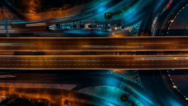 Expressway top view, Road traffic an important infrastructure in Thailand