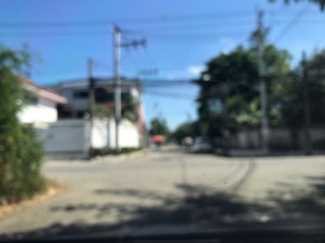 Blurred picture Road Soi village background in city