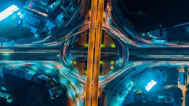 Expressway top view, Road traffic an important infrastructure in Thailand