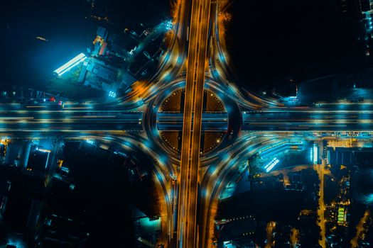 Expressway top view, Road traffic an important infrastructure in Thailand