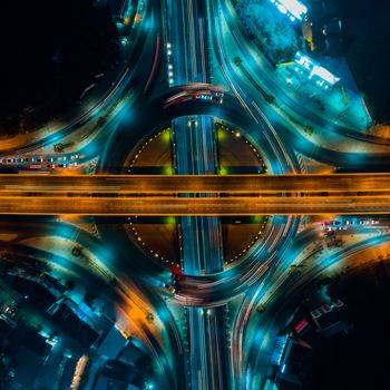 Expressway top view, Road traffic an important infrastructure in Thailand