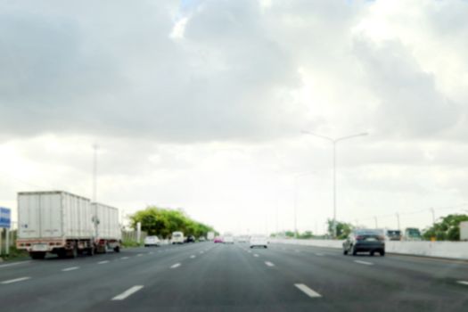 blur road background abstract of motorway, highway, Long Road way in city with car and two side of building home