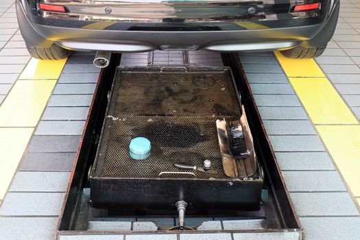 car and inspection pit in the garage, pit for car repair center
