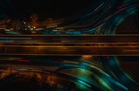 Expressway top view, Road traffic an important infrastructure in Thailand