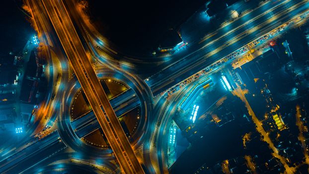 Expressway top view, Road traffic an important infrastructure in Thailand