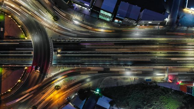 Expressway top view, Road traffic an important infrastructure in Thailand