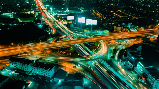 Expressway top view, Road traffic an important infrastructure in Thailand