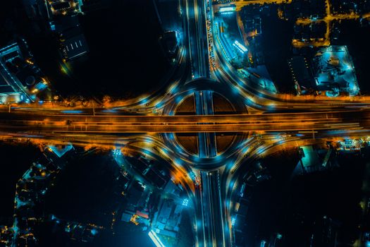 Expressway top view, Road traffic an important infrastructure in Thailand