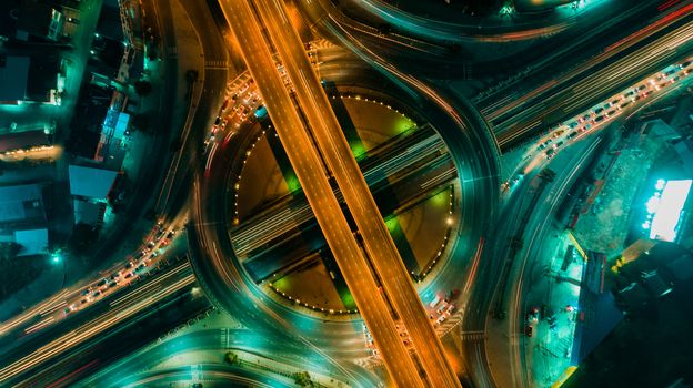 Expressway top view, Road traffic an important infrastructure in Thailand