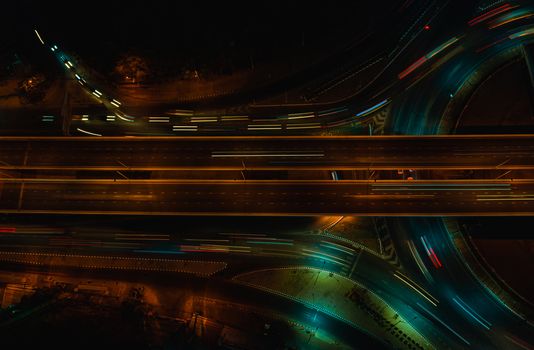 Expressway top view, Road traffic an important infrastructure in Thailand