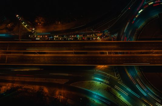 Expressway top view, Road traffic an important infrastructure in Thailand