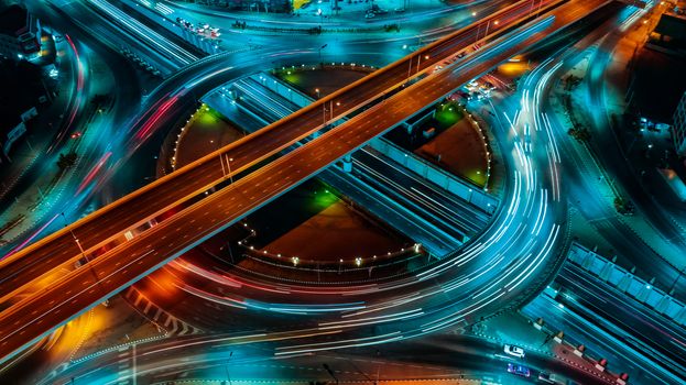 Expressway top view, Road traffic an important infrastructure in Thailand