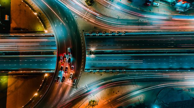 Expressway top view, Road traffic an important infrastructure in Thailand