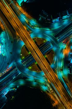 Expressway top view, Road traffic an important infrastructure in Thailand