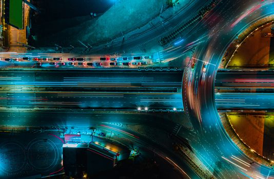 Expressway top view, Road traffic an important infrastructure in Thailand