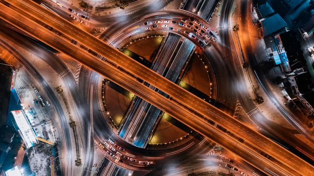 Expressway top view, Road traffic an important infrastructure in Thailand