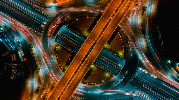 Expressway top view, Road traffic an important infrastructure in Thailand