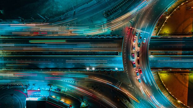 Expressway top view, Road traffic an important infrastructure in Thailand