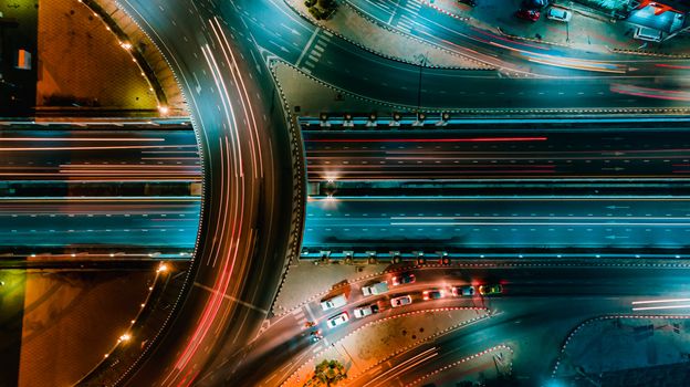 Expressway top view, Road traffic an important infrastructure in Thailand