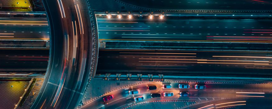 Expressway top view, Road traffic an important infrastructure in Thailand