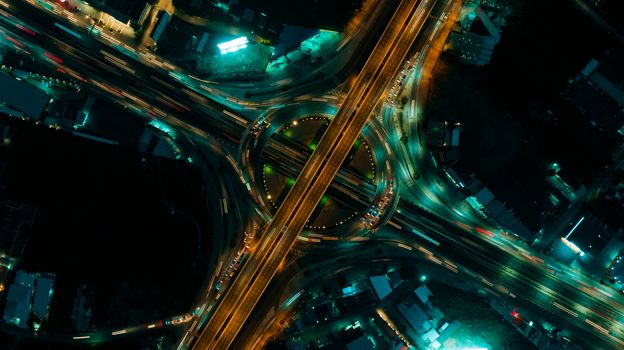 Expressway top view, Road traffic an important infrastructure in Thailand