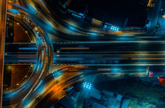 Expressway top view, Road traffic an important infrastructure in Thailand