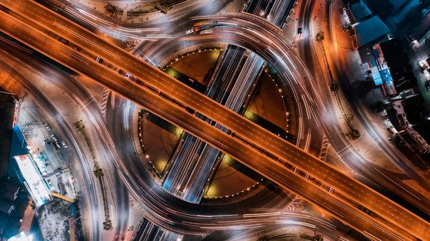 Expressway top view, Road traffic an important infrastructure in Thailand