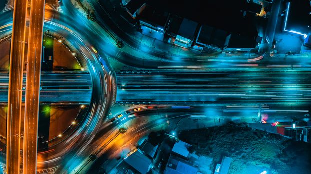 Expressway top view, Road traffic an important infrastructure in Thailand