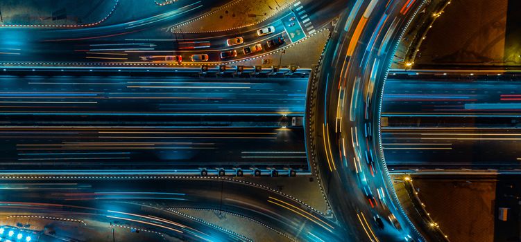 Expressway top view, Road traffic an important infrastructure in Thailand