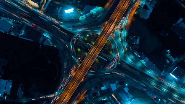 Expressway top view, Road traffic an important infrastructure in Thailand