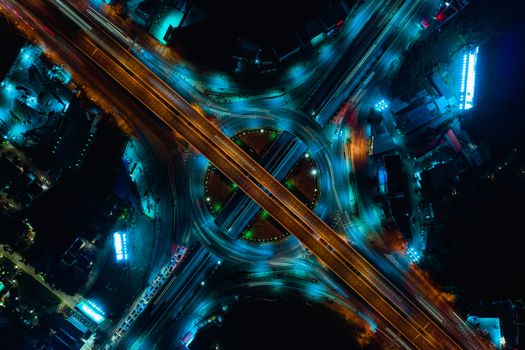 Expressway top view, Road traffic an important infrastructure in Thailand