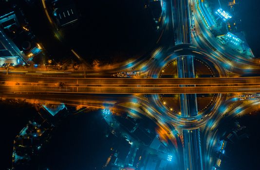 Expressway top view, Road traffic an important infrastructure in Thailand