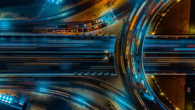 Expressway top view, Road traffic an important infrastructure in Thailand