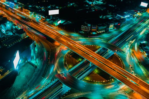 Expressway top view, Road traffic an important infrastructure in Thailand